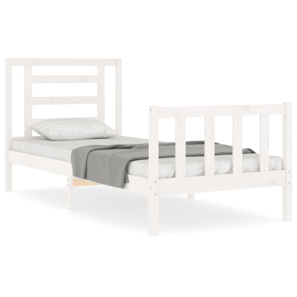 Bed Frame without Mattress White Single Solid Wood Pine