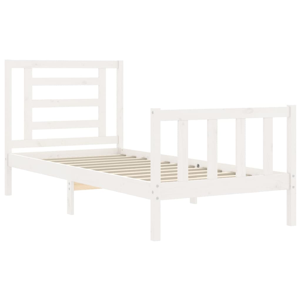 Bed Frame without Mattress White Single Solid Wood Pine