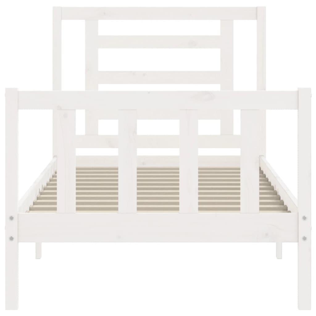 Bed Frame without Mattress White Single Solid Wood Pine