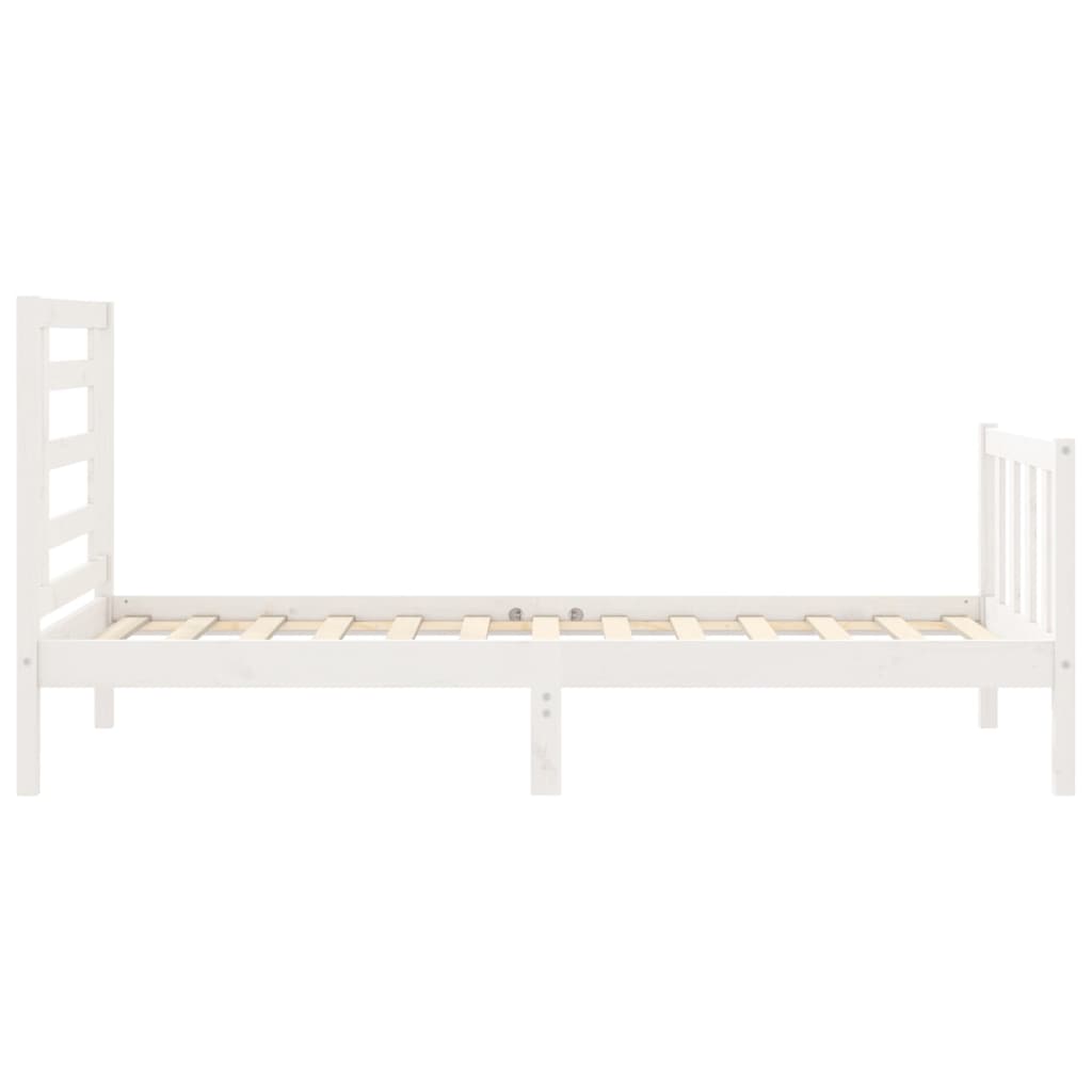 Bed Frame without Mattress White Single Solid Wood Pine