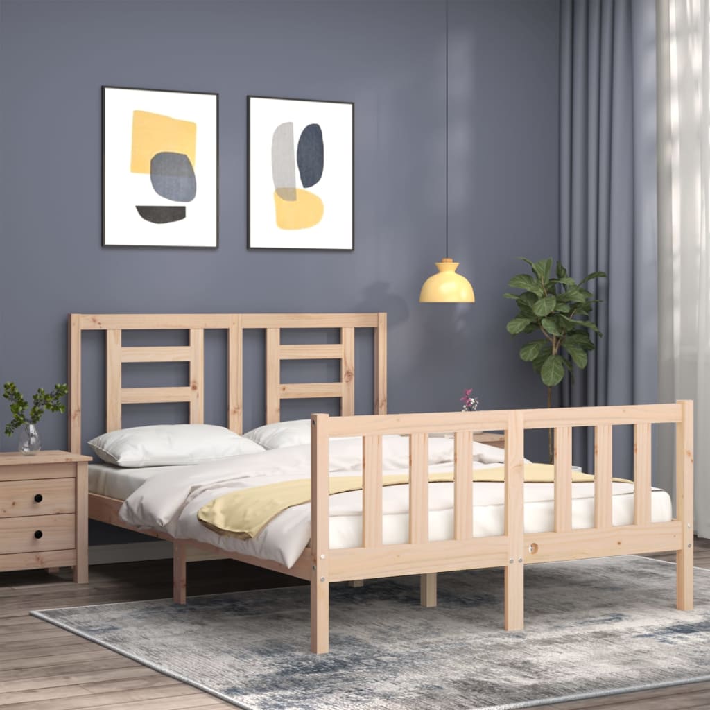 Bed Frame without Mattress 140x190 cm Solid Wood Pine