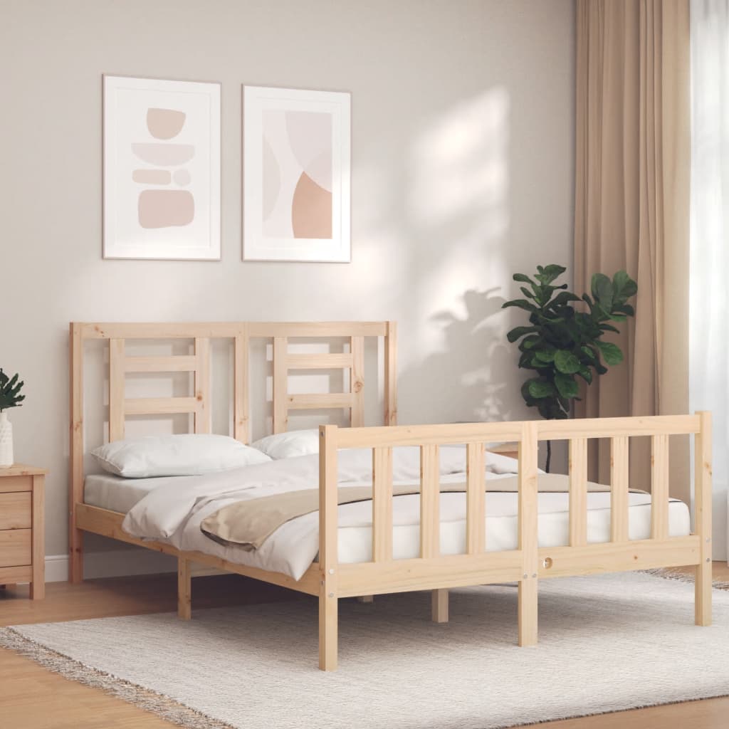 Bed Frame without Mattress 140x190 cm Solid Wood Pine