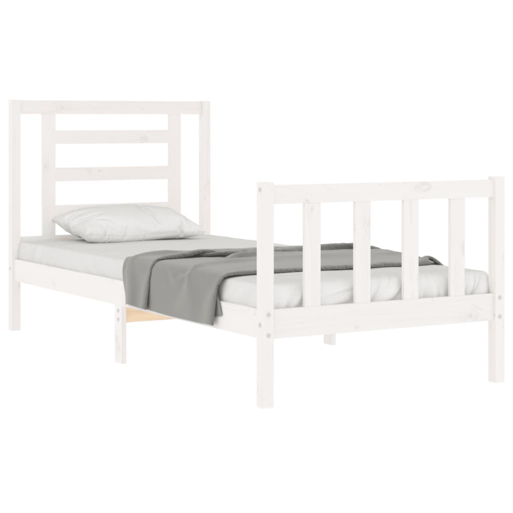 Bed Frame without Mattress White 90x200 cm Solid Wood Pine