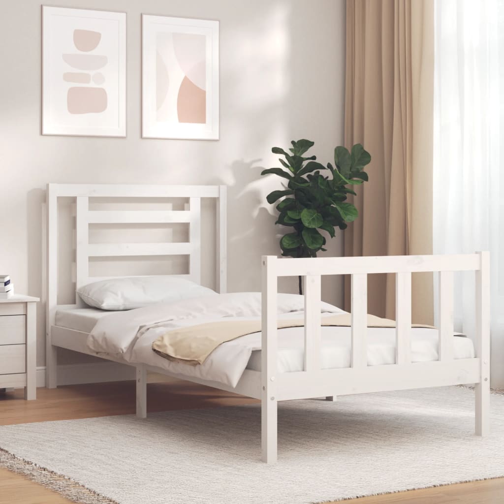 Bed Frame without Mattress White 90x200 cm Solid Wood Pine