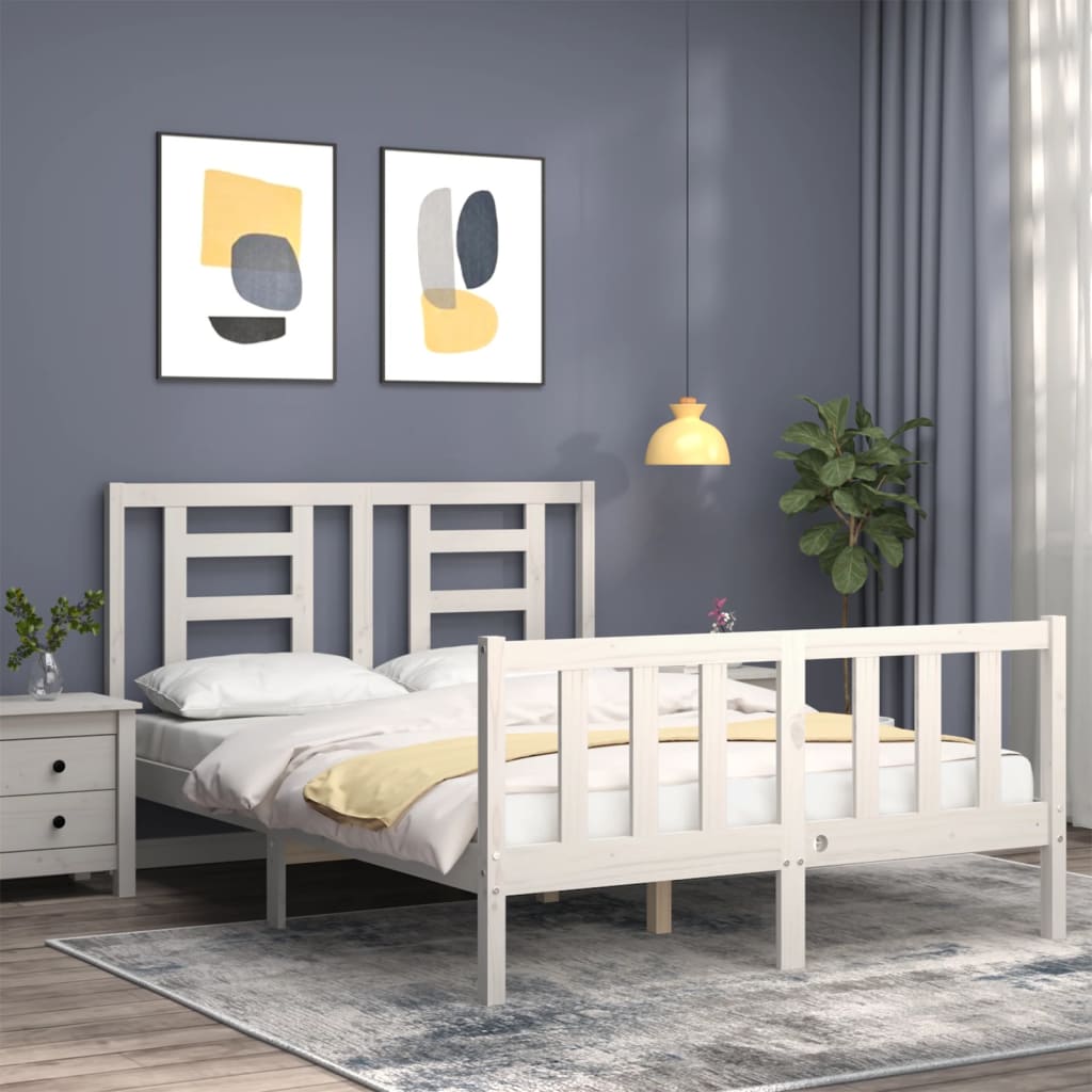 Bed Frame without Mattress White 140x200 cm Solid Wood Pine