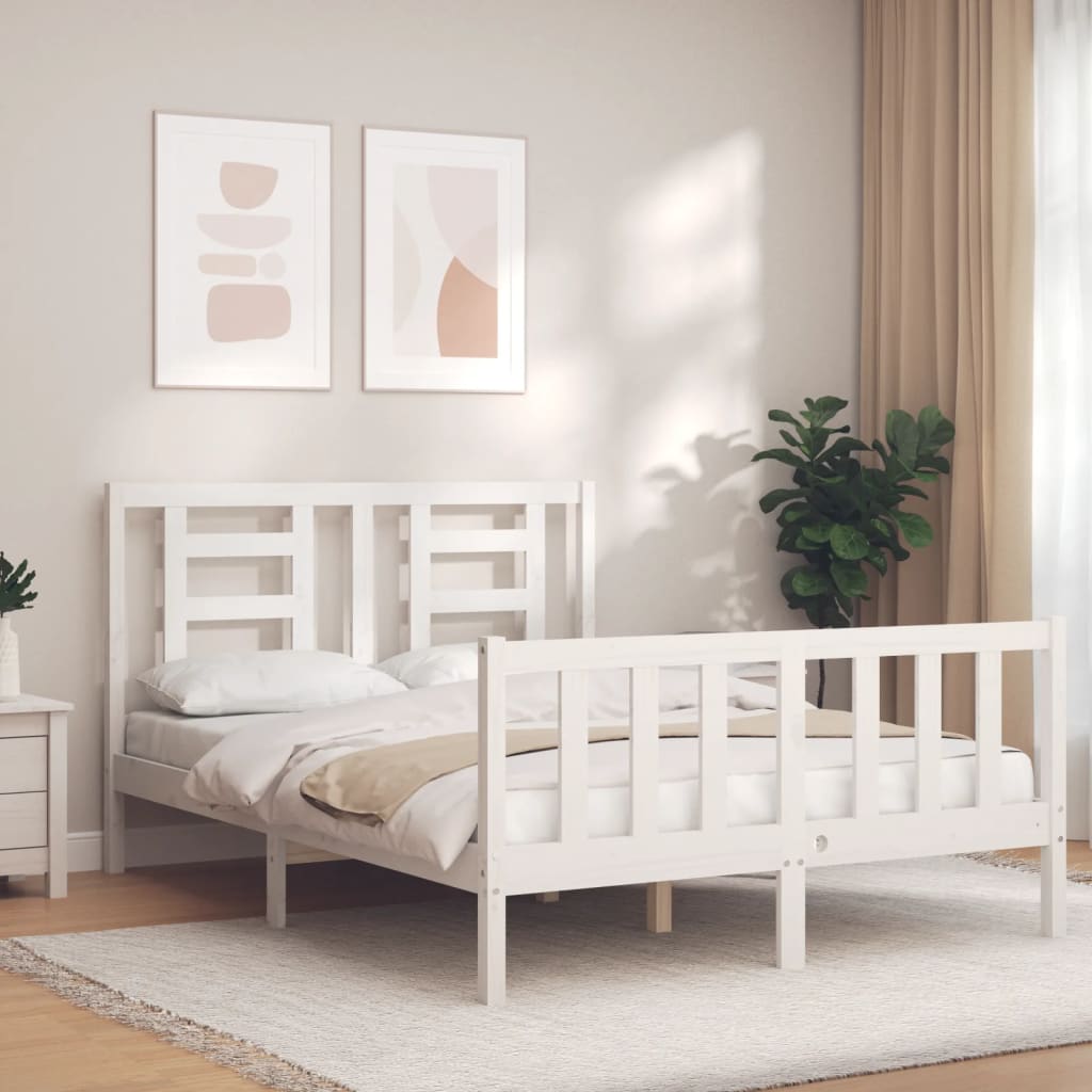Bed Frame without Mattress White 140x200 cm Solid Wood Pine