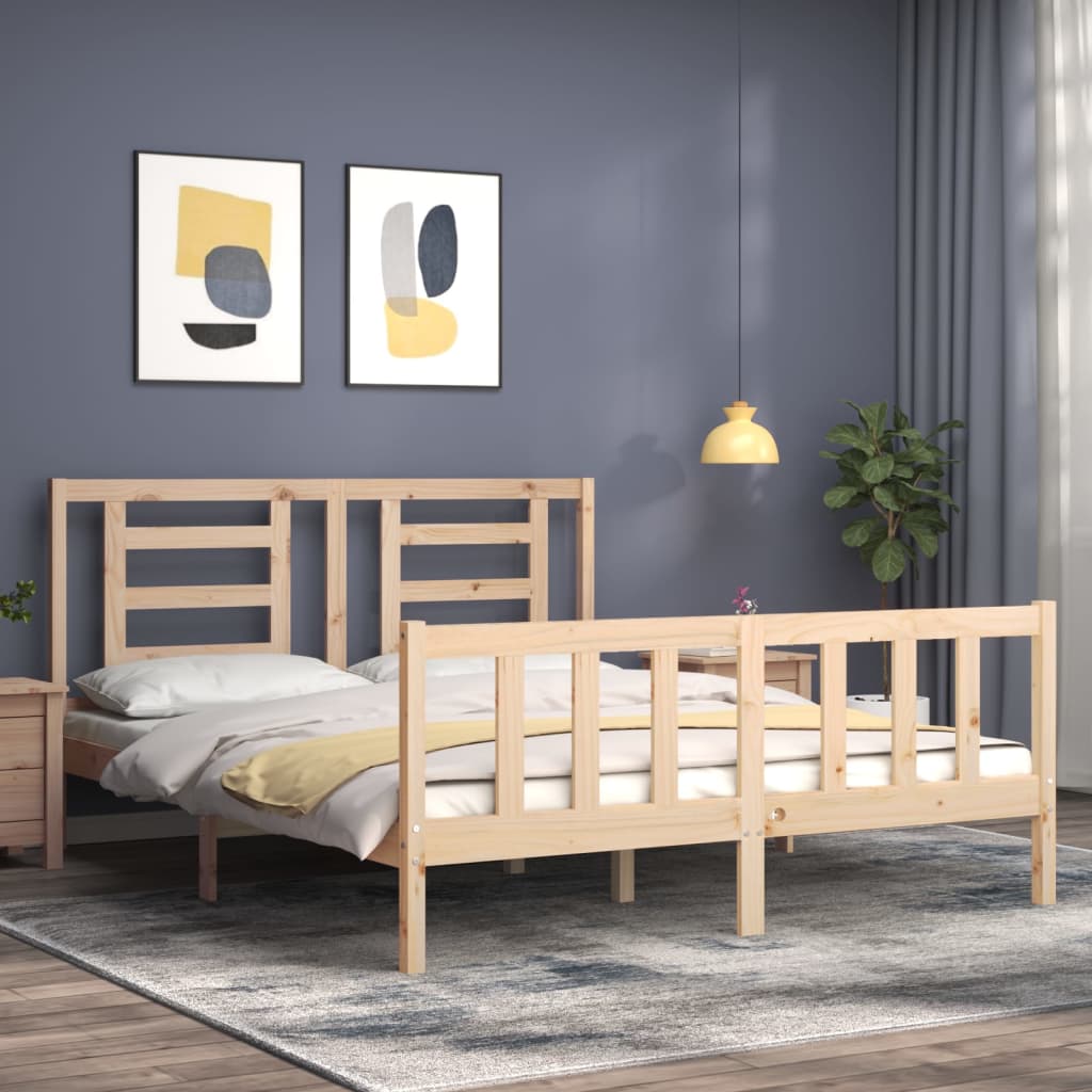 Bed Frame without Mattress King Size Solid Wood Pine