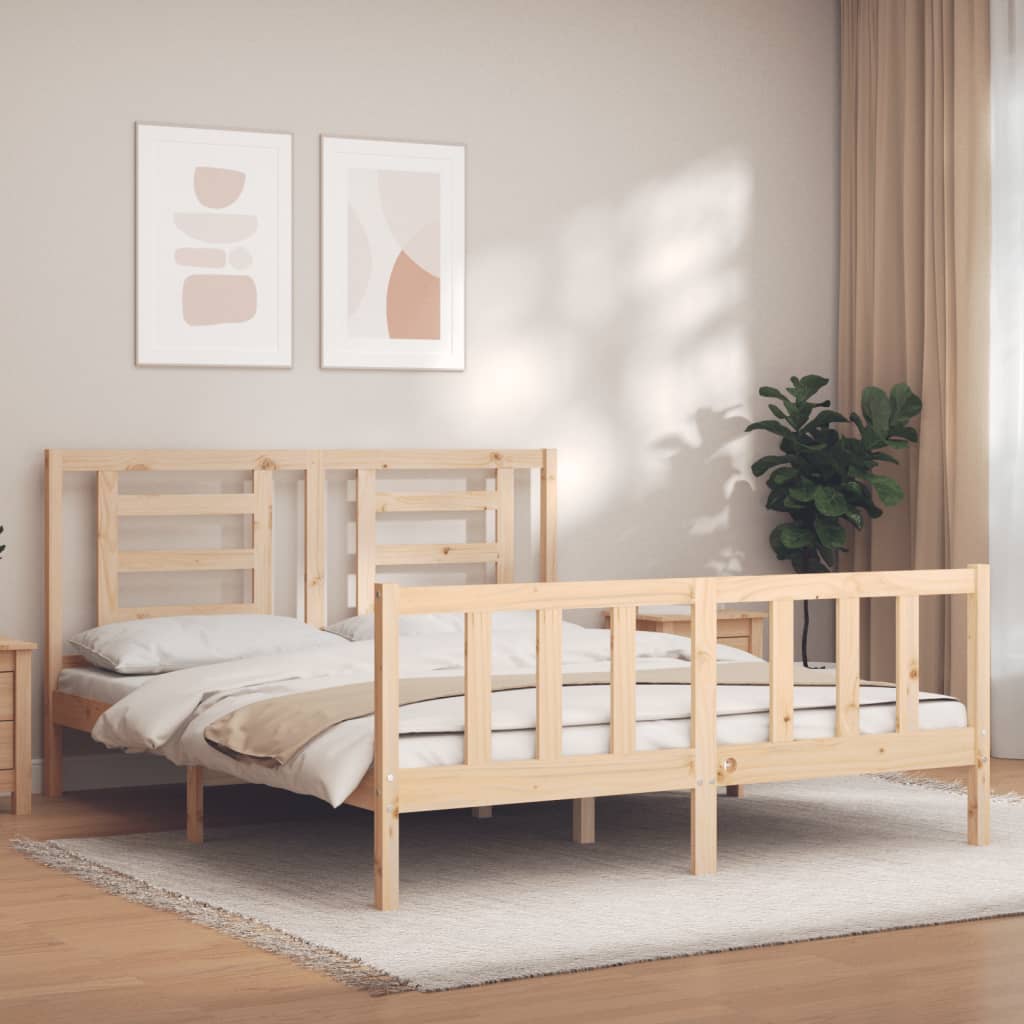 Bed Frame without Mattress King Size Solid Wood Pine