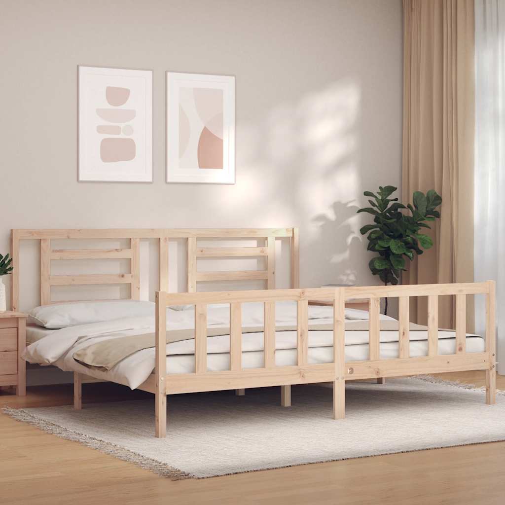 Bed Frame without Mattress 200x200 cm Solid Wood Pine