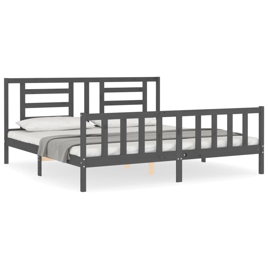 Bed Frame without Mattress Grey 200x200 cm Solid Wood Pine