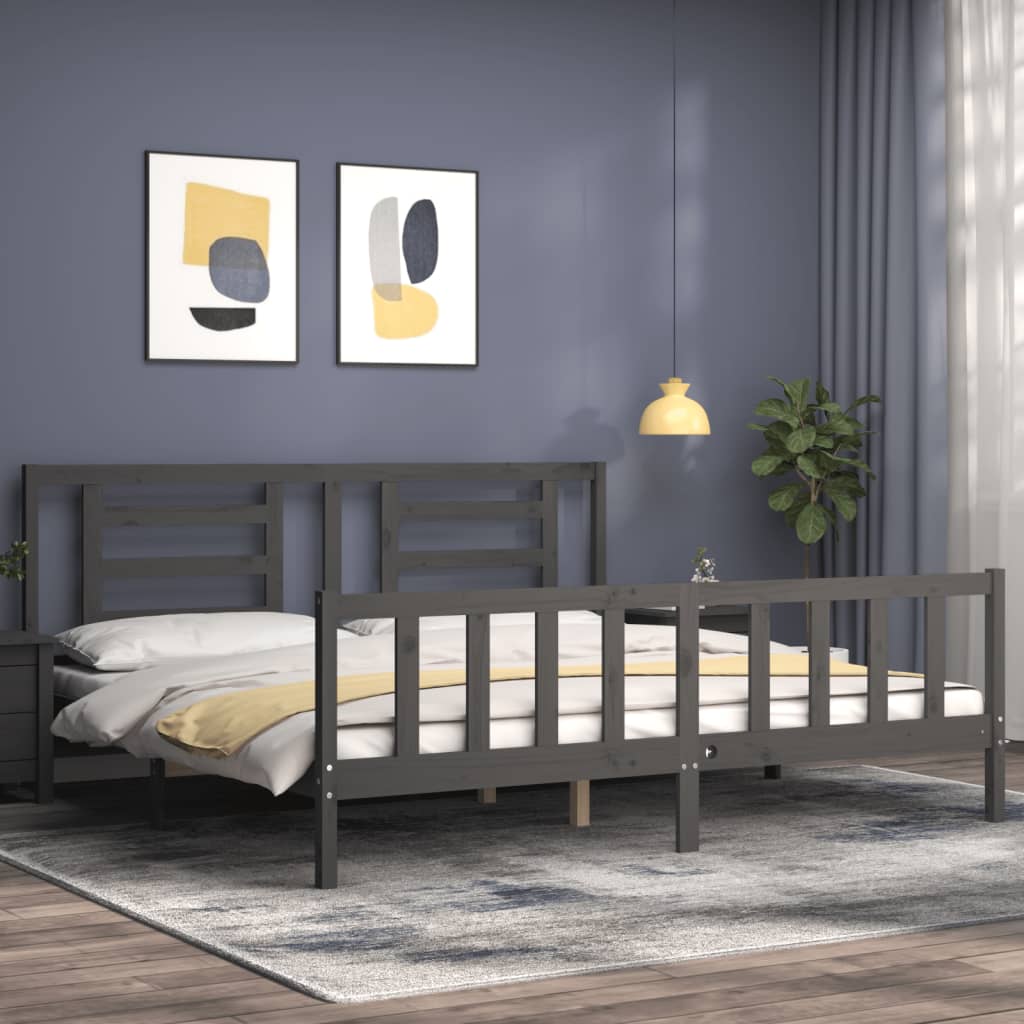 Bed Frame without Mattress Grey 200x200 cm Solid Wood Pine