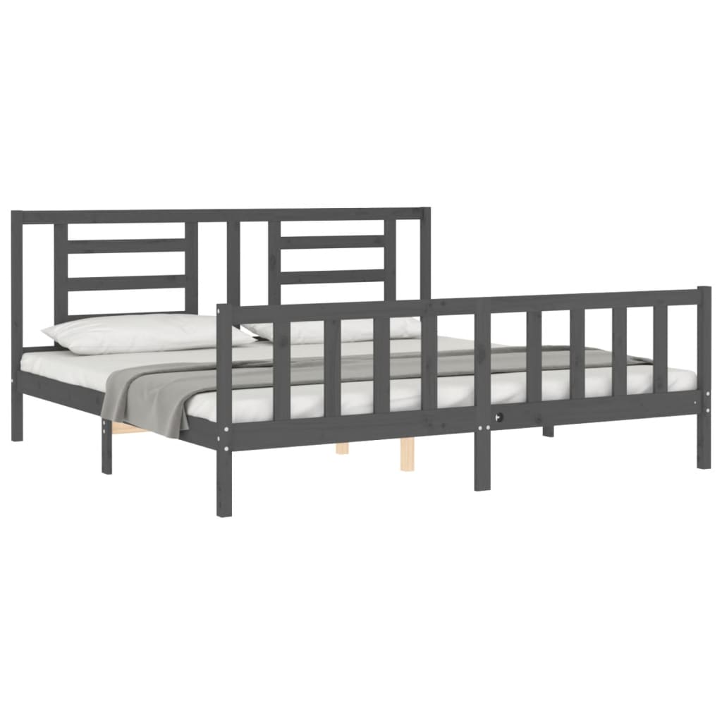 Bed Frame without Mattress Grey 200x200 cm Solid Wood Pine