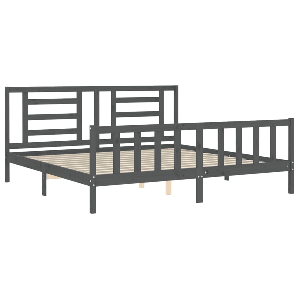 Bed Frame without Mattress Grey 200x200 cm Solid Wood Pine