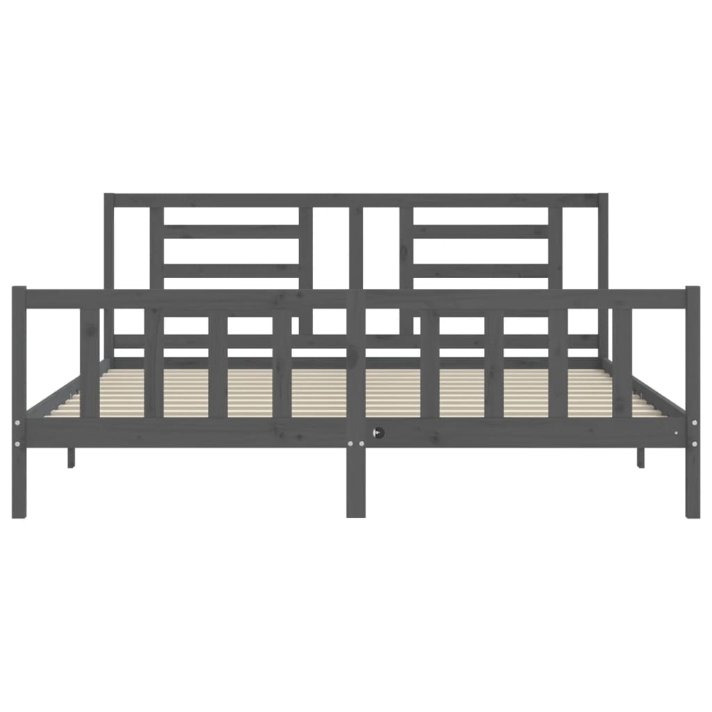 Bed Frame without Mattress Grey 200x200 cm Solid Wood Pine