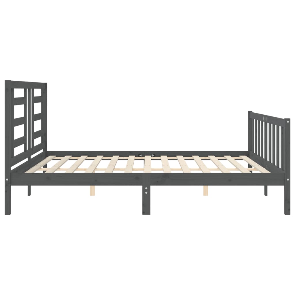 Bed Frame without Mattress Grey 200x200 cm Solid Wood Pine