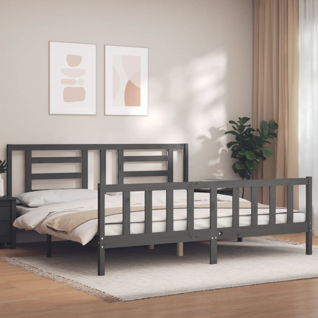 Bed Frame without Mattress Grey 200x200 cm Solid Wood Pine