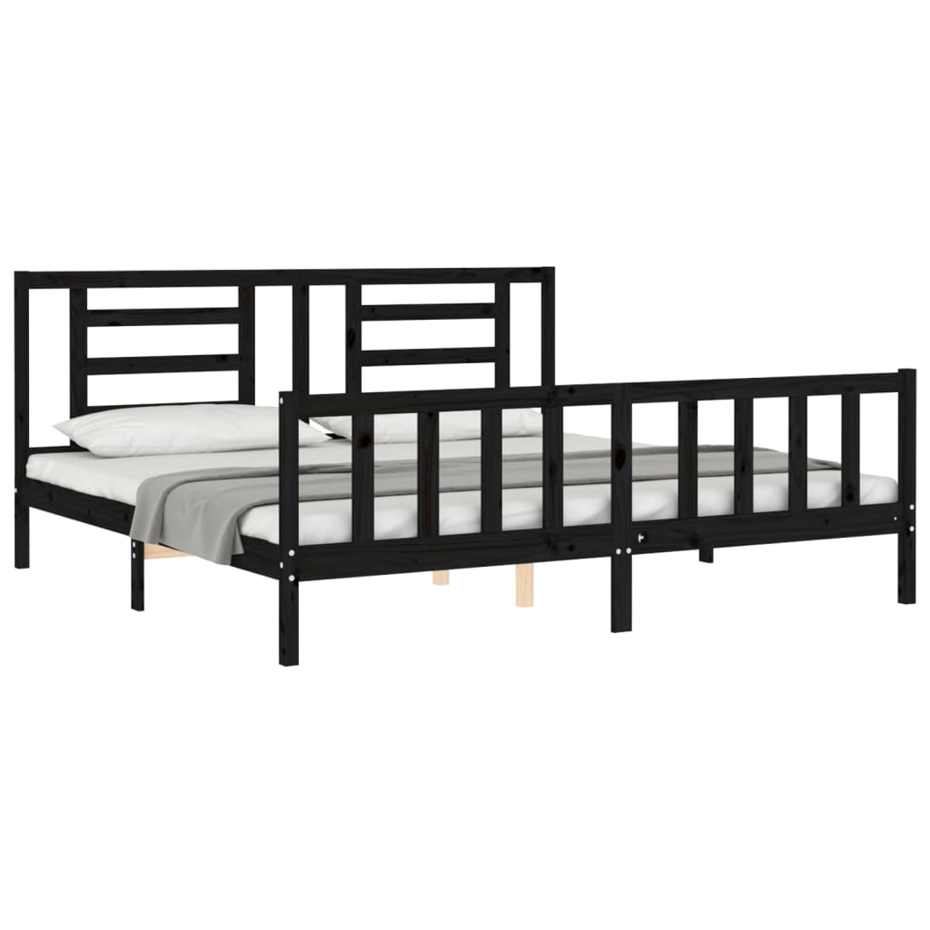 Bed Frame without Mattress Black 200x200 cm Solid Wood Pine