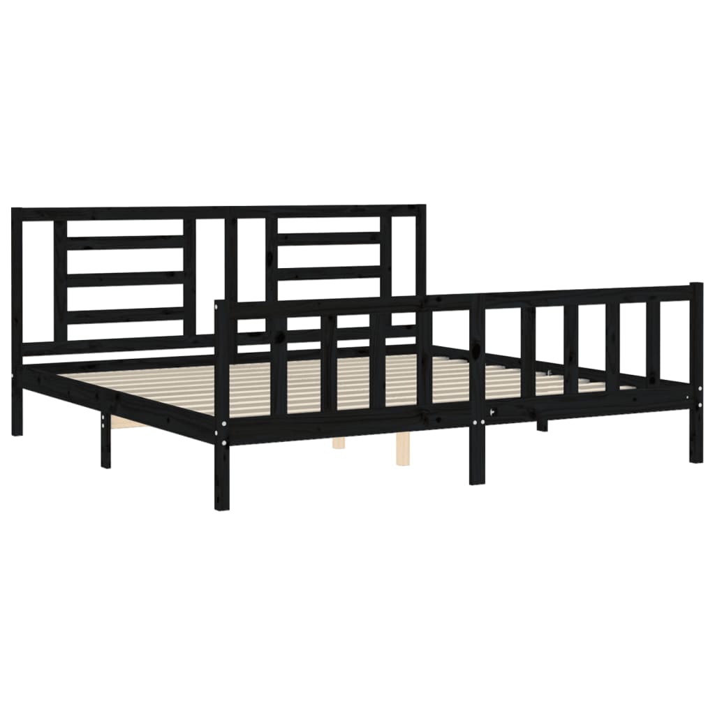 Bed Frame without Mattress Black 200x200 cm Solid Wood Pine