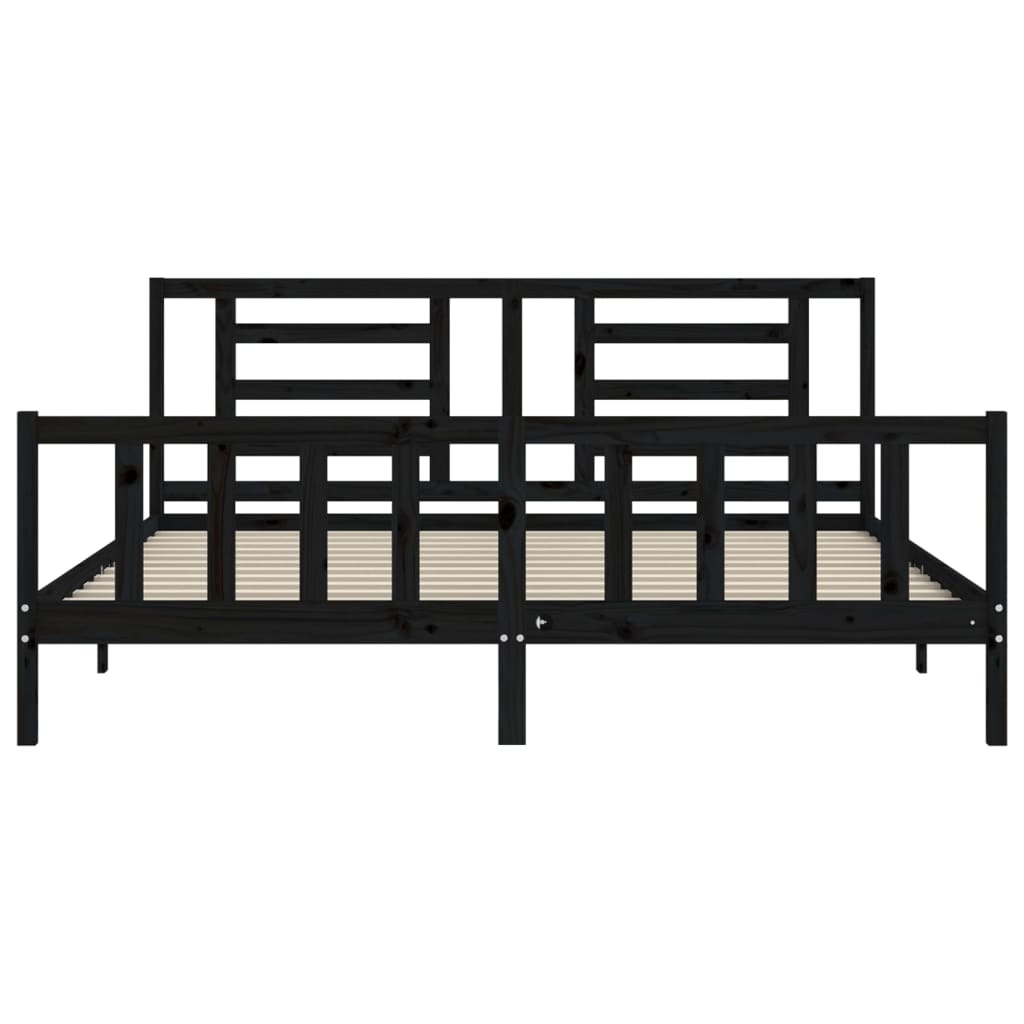 Bed Frame without Mattress Black 200x200 cm Solid Wood Pine