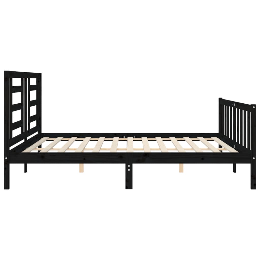 Bed Frame without Mattress Black 200x200 cm Solid Wood Pine