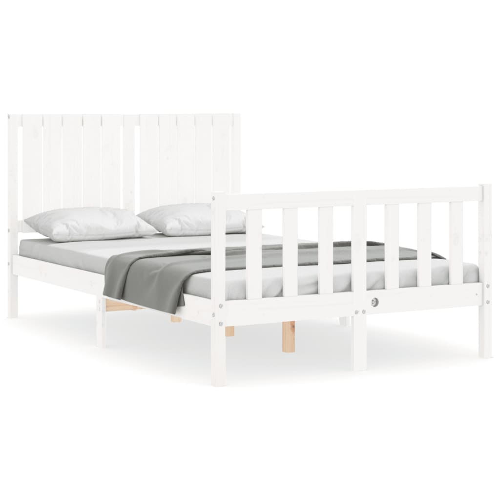 Bed Frame without Mattress White Small Double Solid Wood Pine