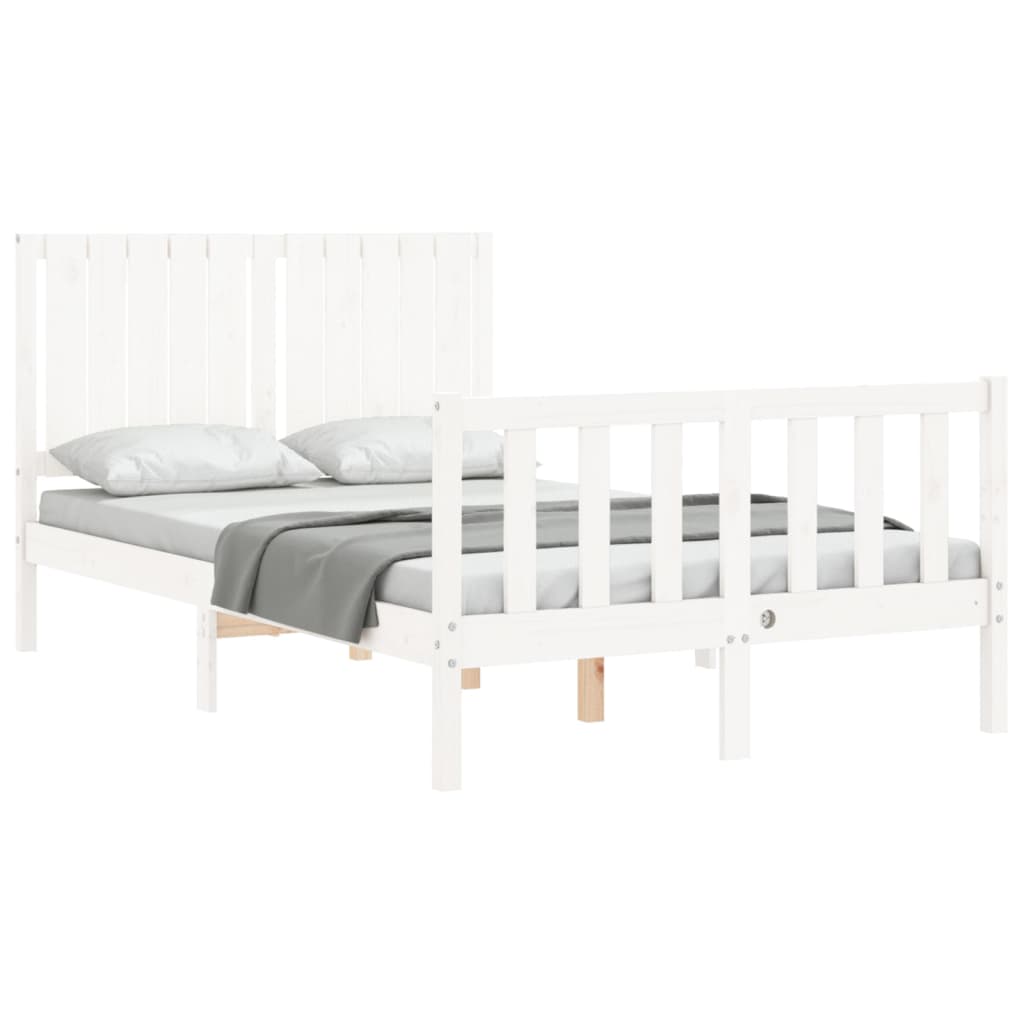 Bed Frame without Mattress White Small Double Solid Wood Pine