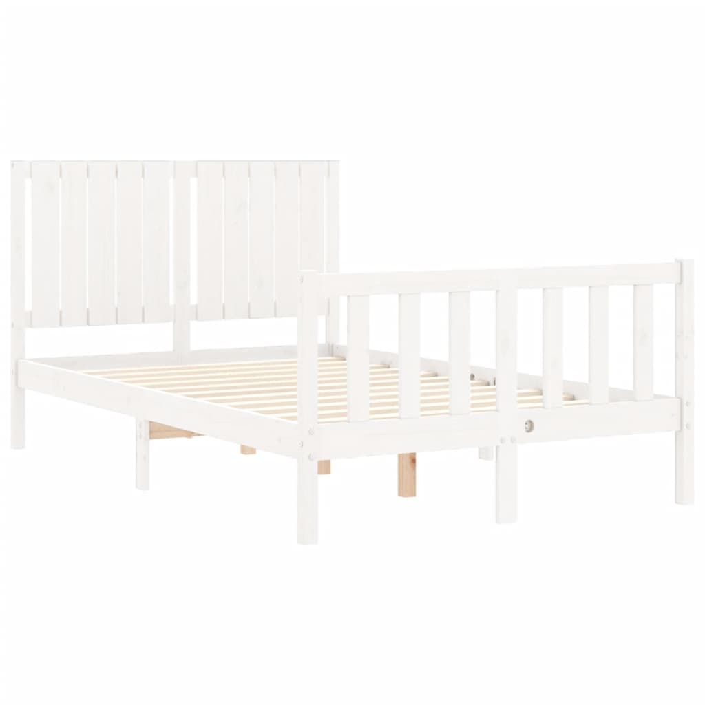 Bed Frame without Mattress White Small Double Solid Wood Pine