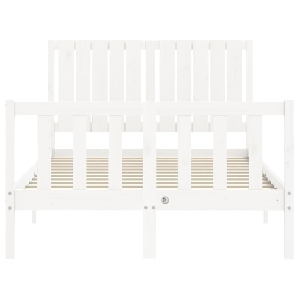 Bed Frame without Mattress White Small Double Solid Wood Pine