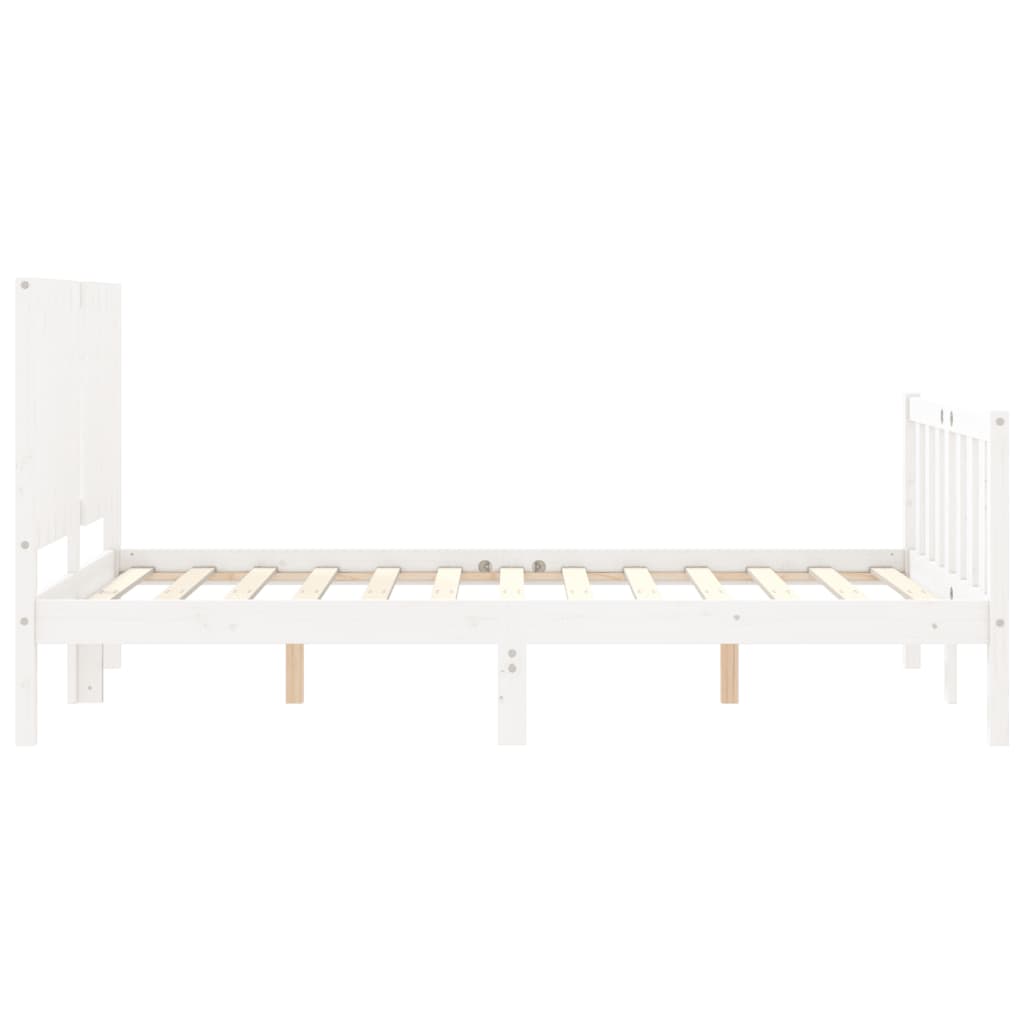 Bed Frame without Mattress White Small Double Solid Wood Pine