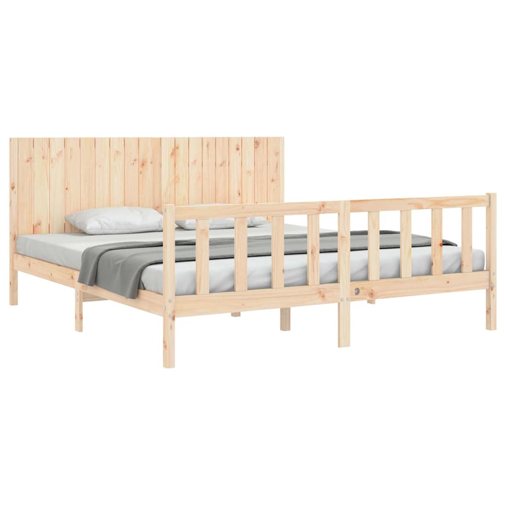 Bed Frame without Mattress Super King Size Solid Wood Pine