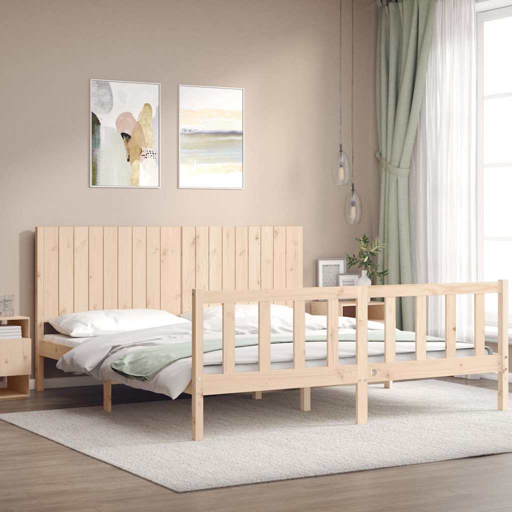 Bed Frame without Mattress Super King Size Solid Wood Pine