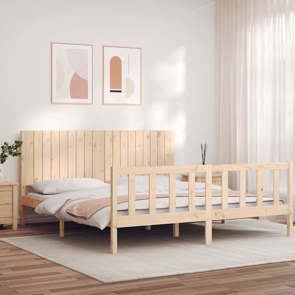 Bed Frame without Mattress Super King Size Solid Wood Pine