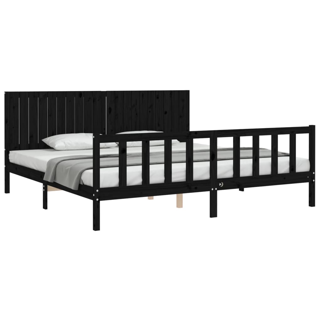 Bed Frame without Mattress Black 200x200 cm Solid Wood Pine
