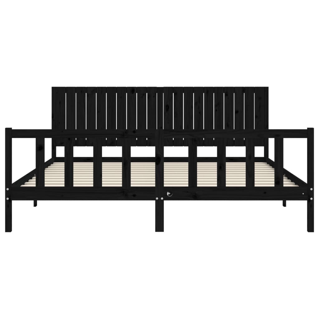 Bed Frame without Mattress Black 200x200 cm Solid Wood Pine