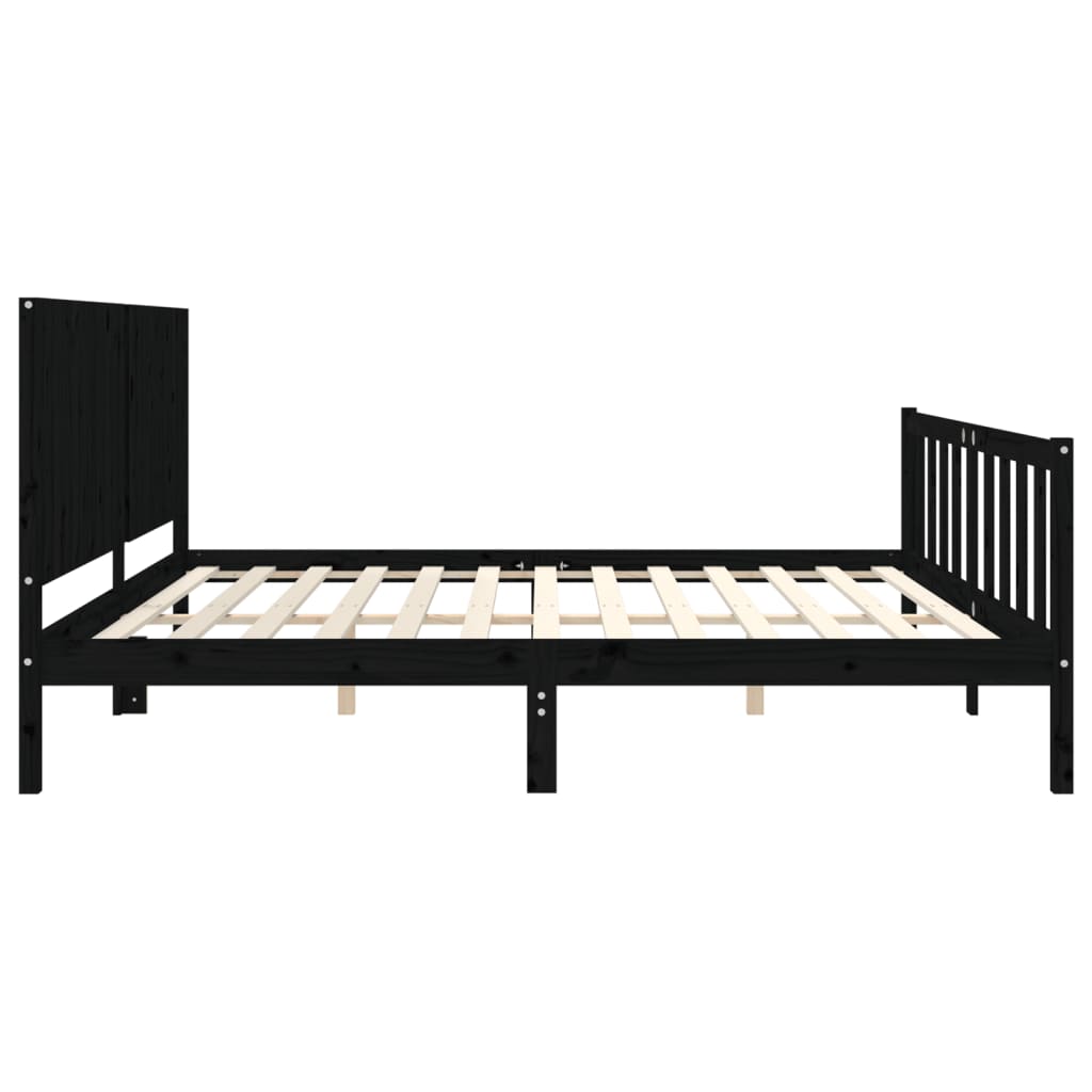 Bed Frame without Mattress Black 200x200 cm Solid Wood Pine