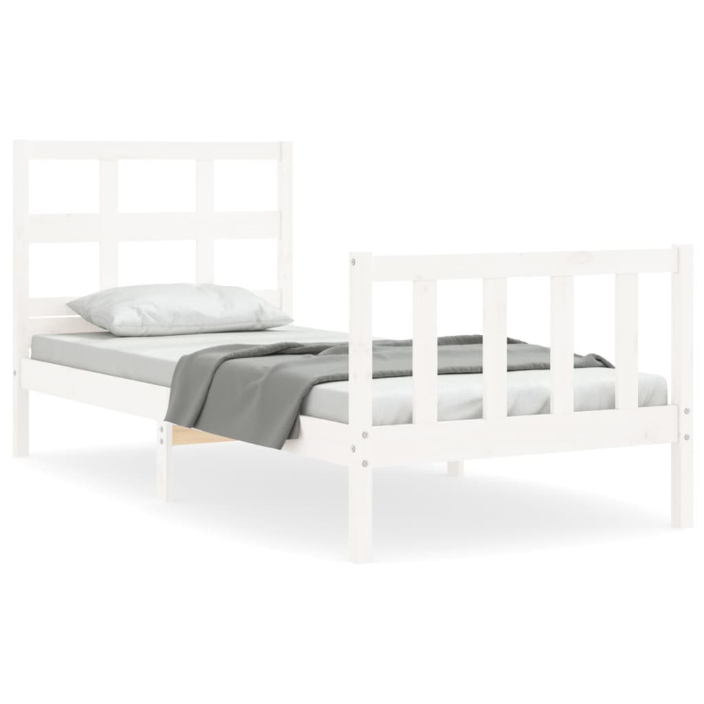 Bed Frame without Mattress White Small Single Solid Wood Pine