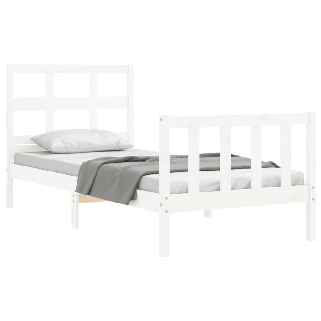 Bed Frame without Mattress White Small Single Solid Wood Pine
