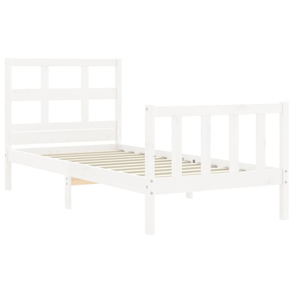 Bed Frame without Mattress White Small Single Solid Wood Pine