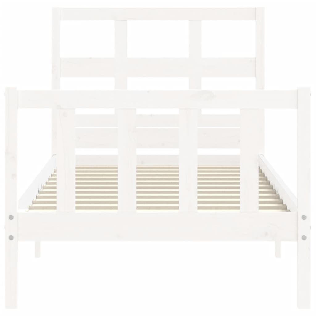Bed Frame without Mattress White Small Single Solid Wood Pine