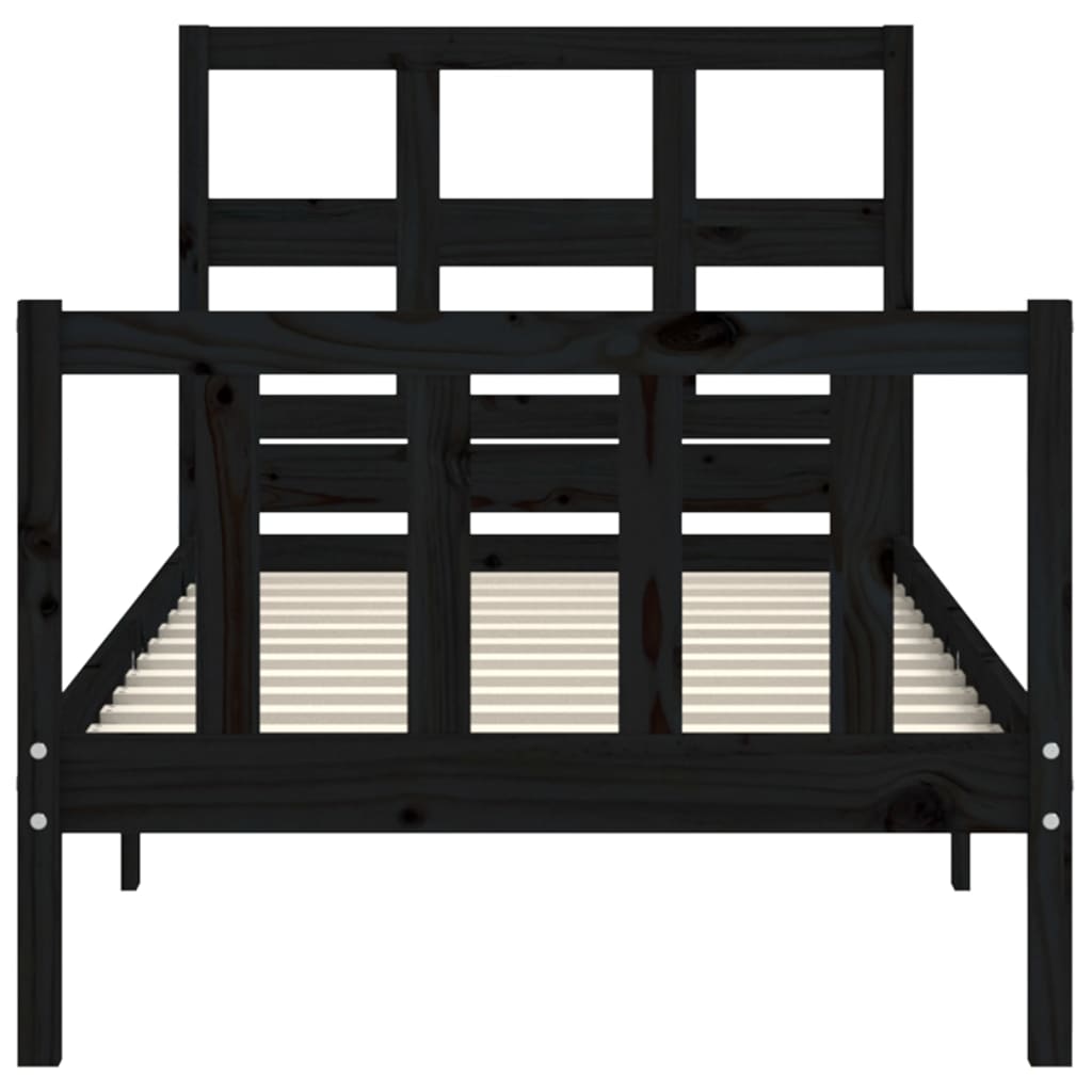 Bed Frame without Mattress Black Small Single Solid Wood Pine