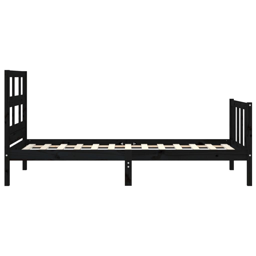 Bed Frame without Mattress Black Small Single Solid Wood Pine