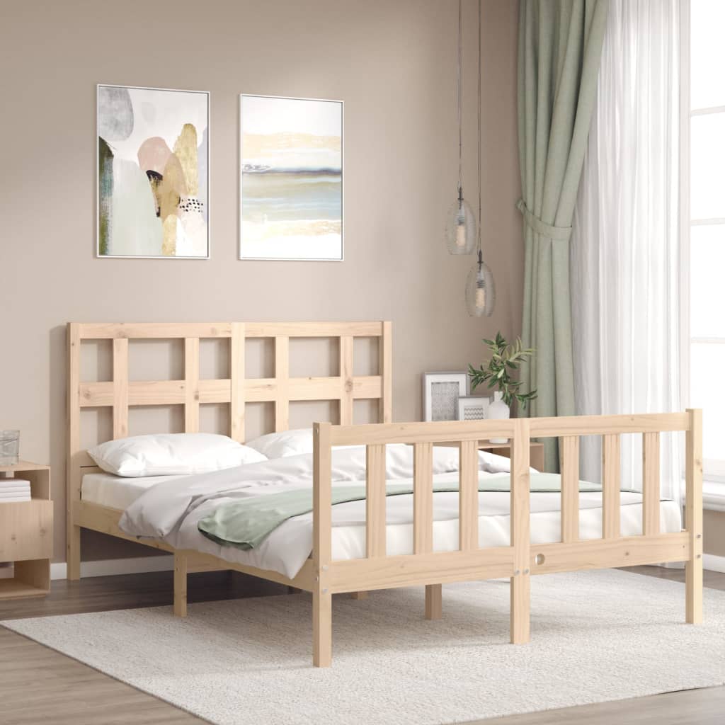 Bed Frame without Mattress Double Solid Wood Pine