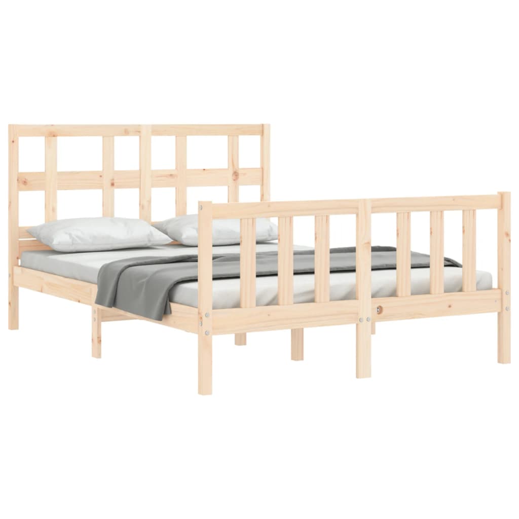 Bed Frame without Mattress Double Solid Wood Pine