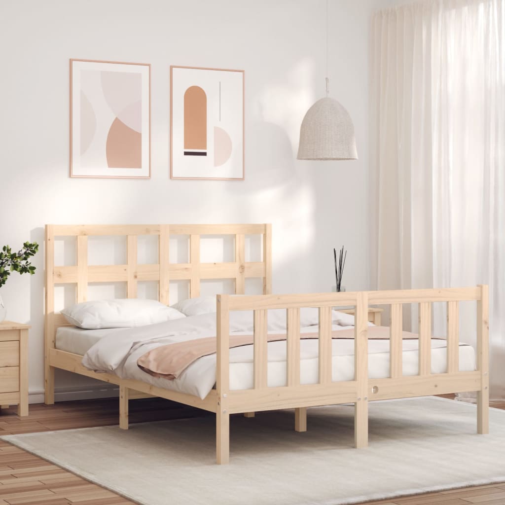 Bed Frame without Mattress Double Solid Wood Pine