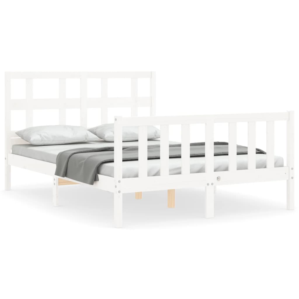 Bed Frame without Mattress White 140x190 cm Solid Wood Pine