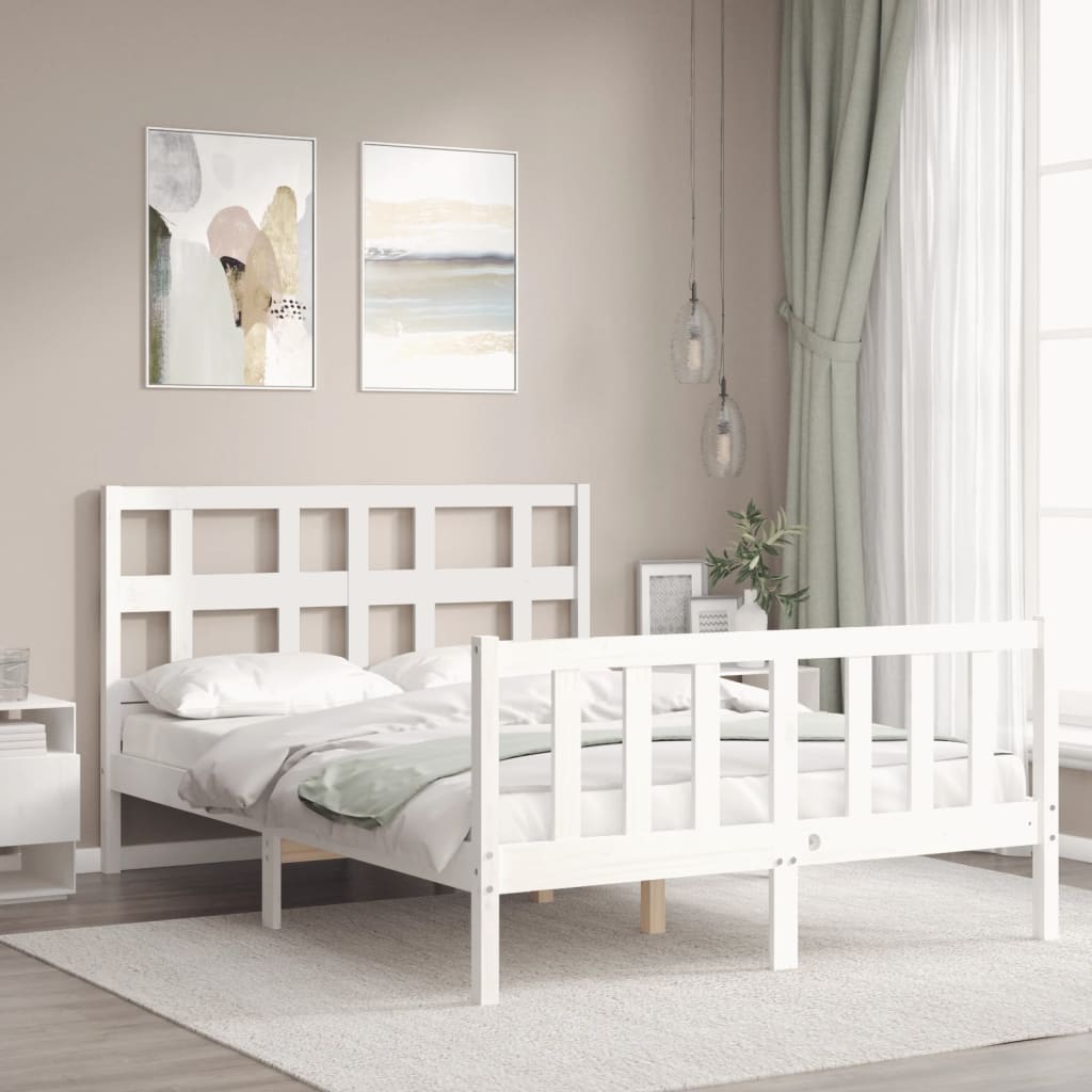 Bed Frame without Mattress White 140x190 cm Solid Wood Pine