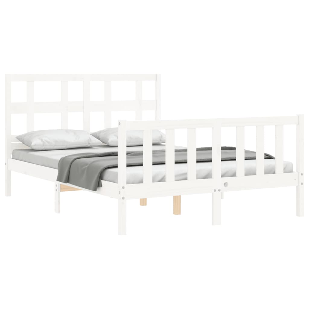 Bed Frame without Mattress White 140x190 cm Solid Wood Pine