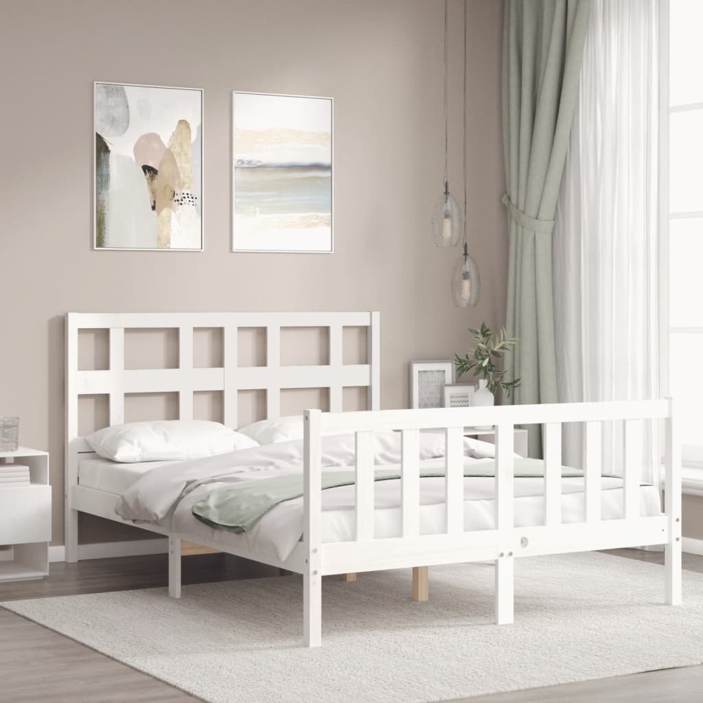 Bed Frame without Mattress White 120x200 cm Solid Wood Pine