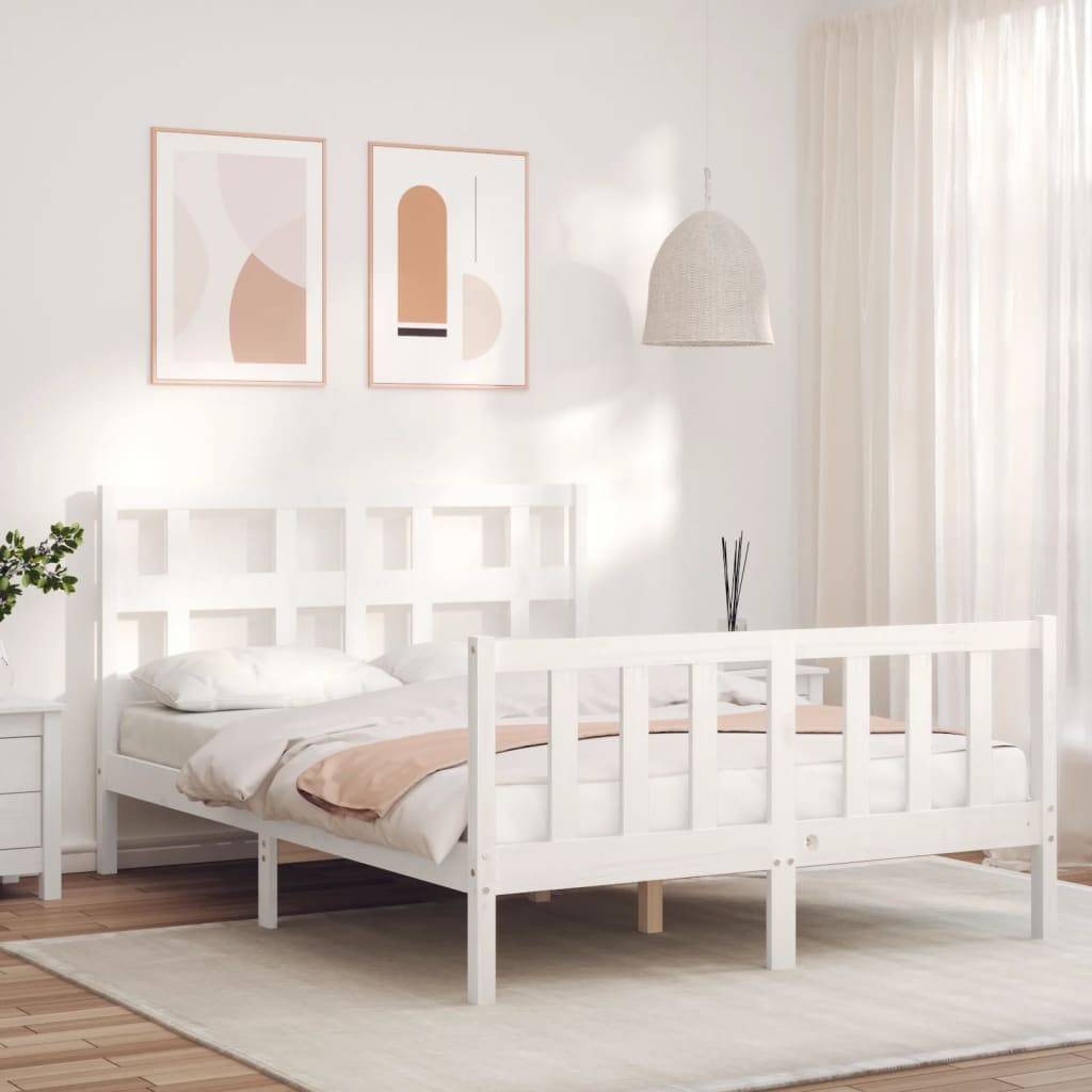 Bed Frame without Mattress White 140x200 cm Solid Wood Pine