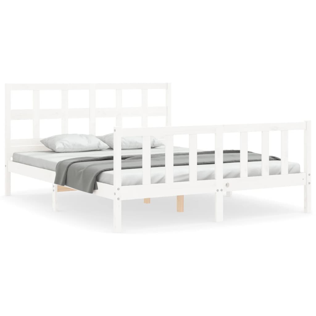 Bed Frame without Mattress White 160x200 cm Solid Wood Pine